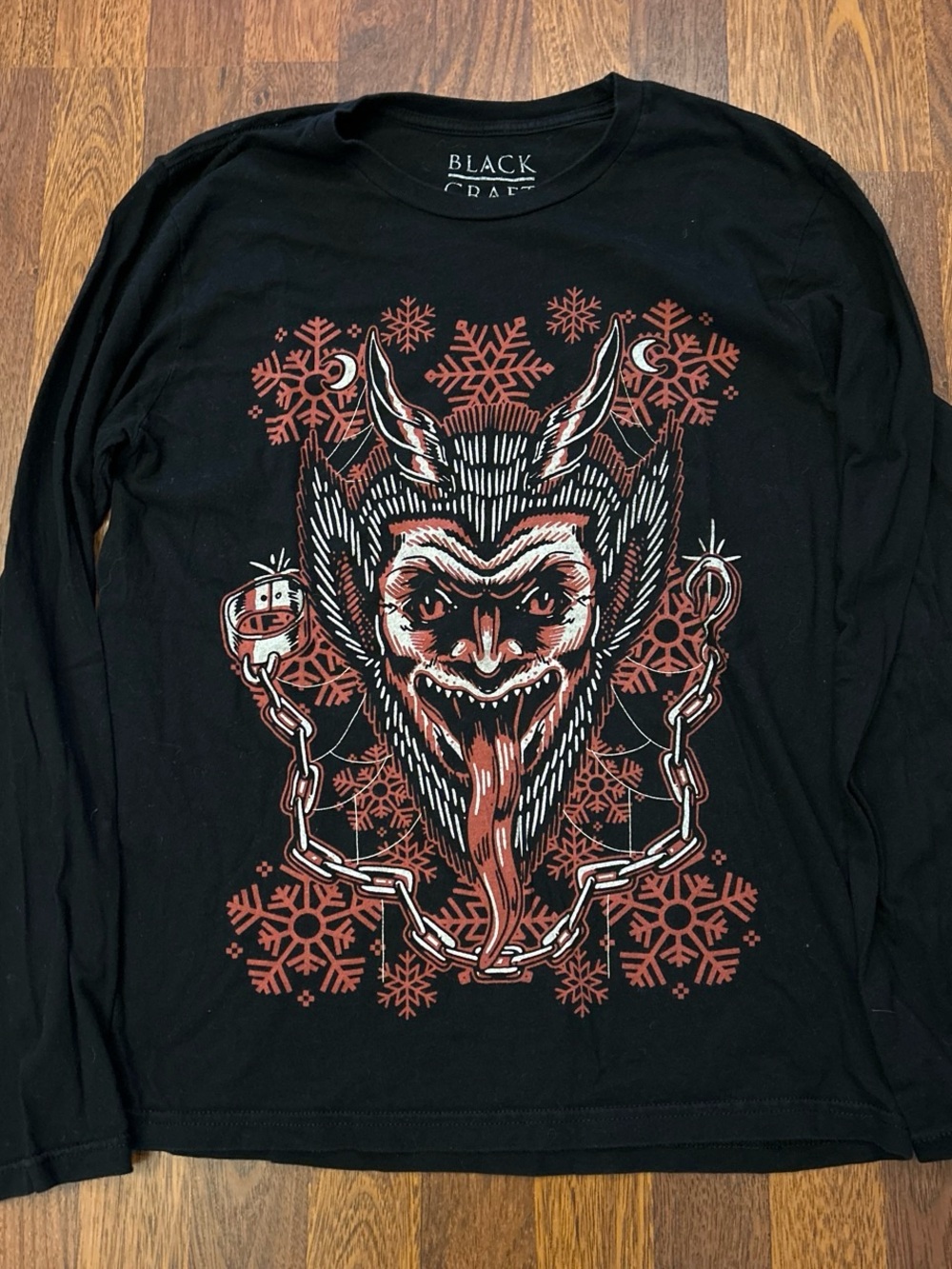 Black Craft Krampus Christmas Long Sleeve Tshirt Size Medium